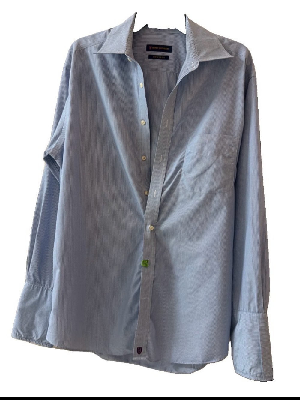 Henry Jacobson 100 % Cotton no iron Men's Light Blue Button-Up Shirt large 16